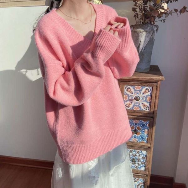 super fairy sweaters soft glutinous autumn and winter pure color mink velvet thick loose v neck pullover sweater, White;black
super fairy sweaters soft glutinous autumn and winter pure color mink velvet thick loose v neck pullover sweater, White;black