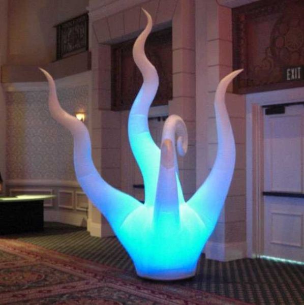 wholesale 2.4mH 8ft party inflatable led lights decoration standing seaweed water plants with base blower and colorful bulbs for stage nightclub