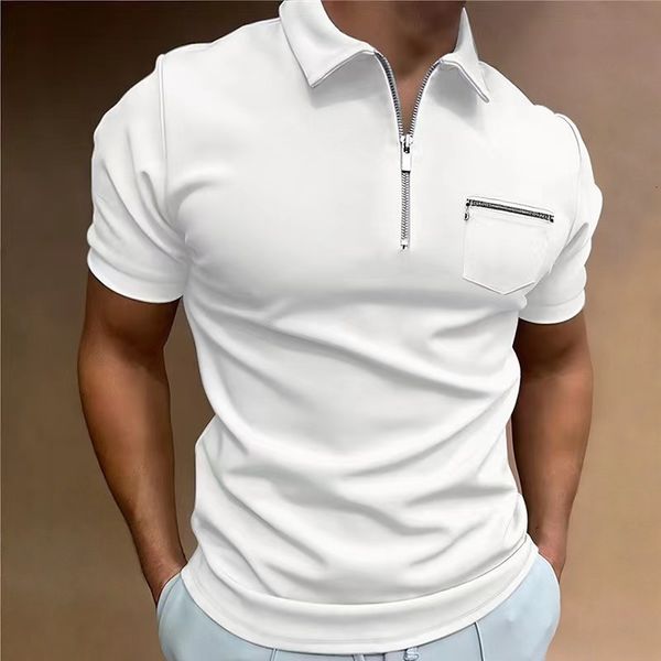 men's polos summer solid pocket zipper color polo shirt short sleeve turndown collar zipper t shirts casual streetwear male 230828, White;black
men's polos summer solid pocket zipper color polo shirt short sleeve turndown collar zipper t shirts casual streetwear male 230828, White;black