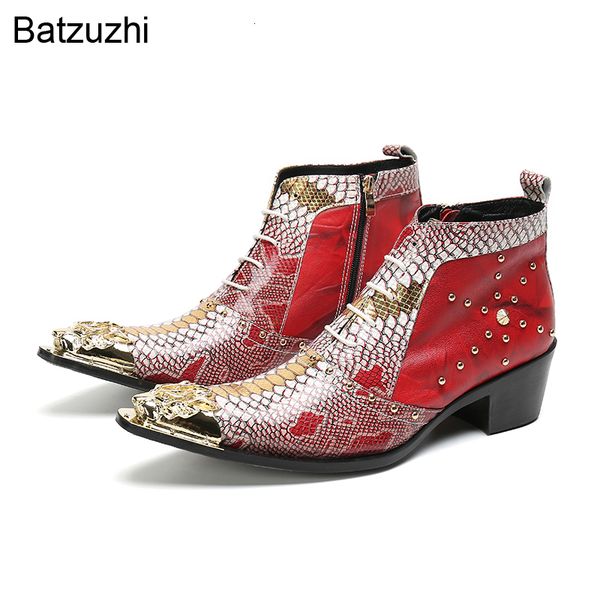 boots batzuzhi design mens shoes gold iron toe red leather ankle for men snake skin fashion partywedding 230829, Black
boots batzuzhi design mens shoes gold iron toe red leather ankle for men snake skin fashion partywedding 230829, Black