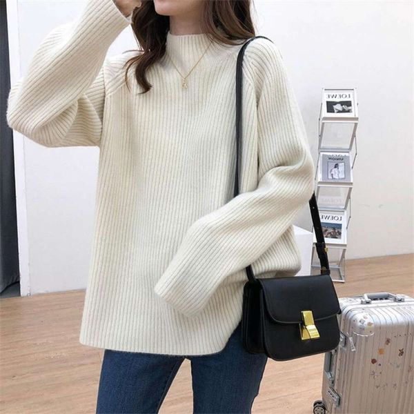 korean version of a half turtleneck sweater for women in autumn and winter retro loose western style slim looking, White;black
korean version of a half turtleneck sweater for women in autumn and winter retro loose western style slim looking, White;black