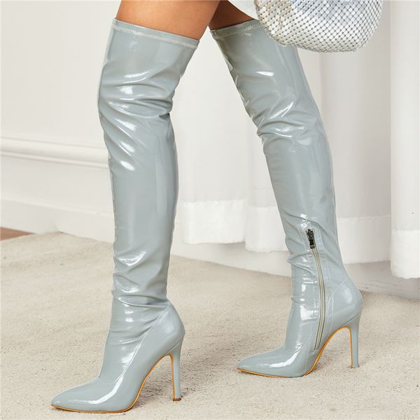 boots women over the knee high 11cm heels glossy leather stiletto lady fashion fetish stripper long booties red shoes 230829, Black
boots women over the knee high 11cm heels glossy leather stiletto lady fashion fetish stripper long booties red shoes 230829, Black