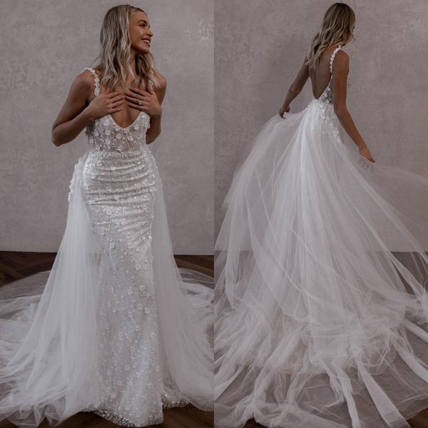 vintage mermaid wedding dresses spaghetti appliques lace wedding dress overskirts backless robe de mariee bridal gowns, White
vintage mermaid wedding dresses spaghetti appliques lace wedding dress overskirts backless robe de mariee bridal gowns, White