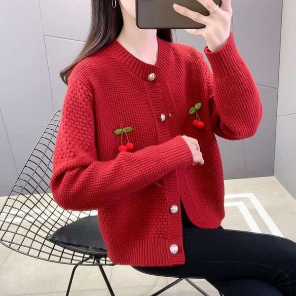 spring womens cherry sweater unique super nice anti aging cardigan coat, White;black
spring womens cherry sweater unique super nice anti aging cardigan coat, White;black