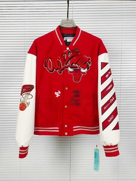 fall/winter jacket designer jacket off brand white coat 2023 new heavy industry embroidered baseball uniform men's and women's the, Black
fall/winter jacket designer jacket off brand white coat 2023 new heavy industry embroidered baseball uniform men's and women's the, Black