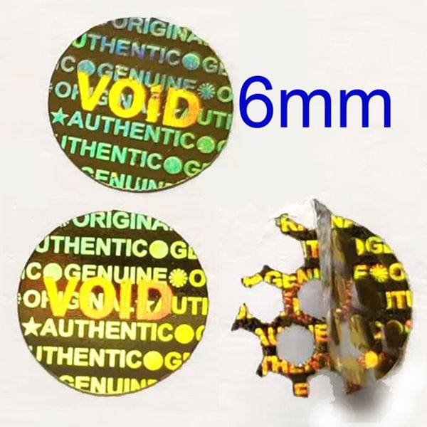 

2000pcs 6mm Gold Color Hologram Sticker GENUINE AUTHENTIC ORIGINAL Security Seal Honeycomb Left If Removed or Tampered With