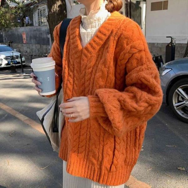 v neck lazy wind sweater womens autumn and winter clothes loose outside wear sweet ins pullover thickened hemp, White;black
v neck lazy wind sweater womens autumn and winter clothes loose outside wear sweet ins pullover thickened hemp, White;black
