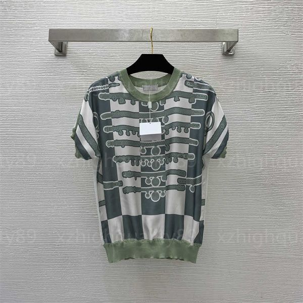 designer t-shirt for women summer pullover real silk tee contrast plaid striped printed round neck pullover short sleeved knitwear womens ts, White
designer t-shirt for women summer pullover real silk tee contrast plaid striped printed round neck pullover short sleeved knitwear womens ts, White