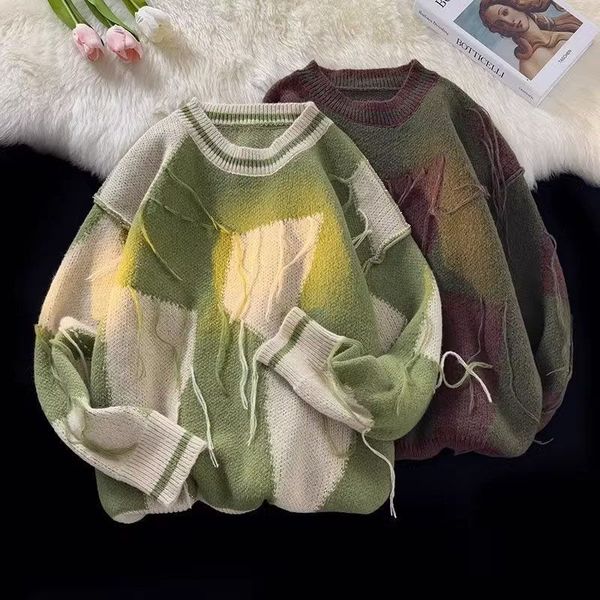 men's sweaters autumn and winter y2k streetwear men retro dringed irregular color matching sweater street punk lazy wind sweater man 23, White;black
men's sweaters autumn and winter y2k streetwear men retro dringed irregular color matching sweater street punk lazy wind sweater man 23, White;black