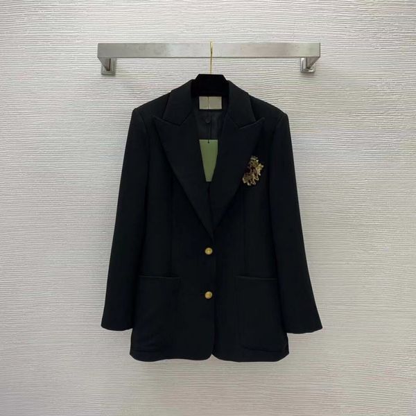 new fashion women jackets designer luxury badge long sleeve lapel jacket coats, Black;brown
new fashion women jackets designer luxury badge long sleeve lapel jacket coats, Black;brown