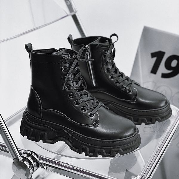 boots men leather fashion for waterproof lace up short ankle outdoor platform high motorcycle 230829, Black
boots men leather fashion for waterproof lace up short ankle outdoor platform high motorcycle 230829, Black