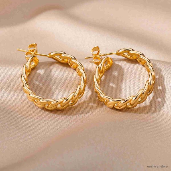 charm stainless steel earrings for women gold color chain round earring female fashion wedding ear jewelry birthday gift r230829, Golden
charm stainless steel earrings for women gold color chain round earring female fashion wedding ear jewelry birthday gift r230829, Golden