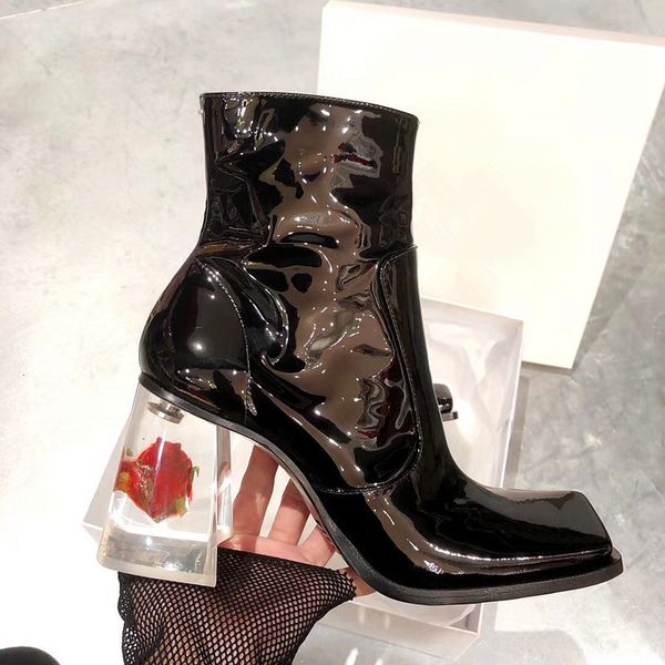 boots designer rose transparent heel women ankle square toe 8cm high booties patent leather botas mujer ladies shoes 230829, Black
boots designer rose transparent heel women ankle square toe 8cm high booties patent leather botas mujer ladies shoes 230829, Black