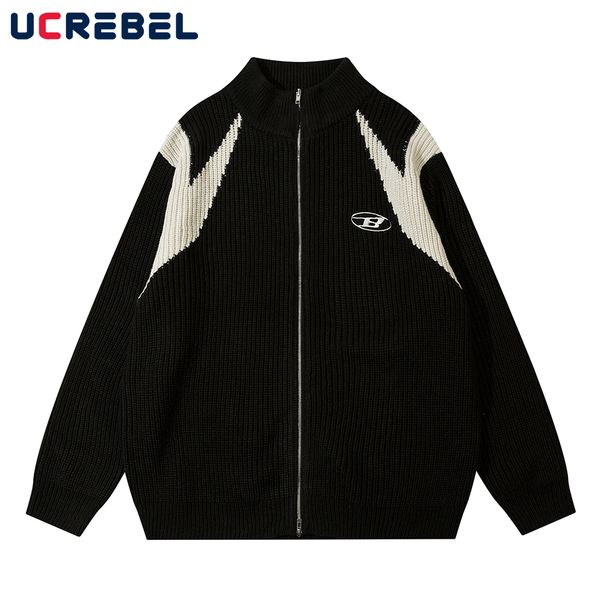 mens sweaters contrast paneled sweater streetwear cardigan knitted autumn winter loose casual long sleeve zipper outerwear men 230828, White;black
mens sweaters contrast paneled sweater streetwear cardigan knitted autumn winter loose casual long sleeve zipper outerwear men 230828, White;black