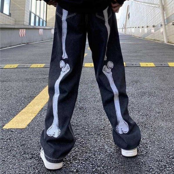 men's jeans men bone print casual loose straight pants male fashion high street denim trousers oversized harajuku streetwear, Blue
men's jeans men bone print casual loose straight pants male fashion high street denim trousers oversized harajuku streetwear, Blue