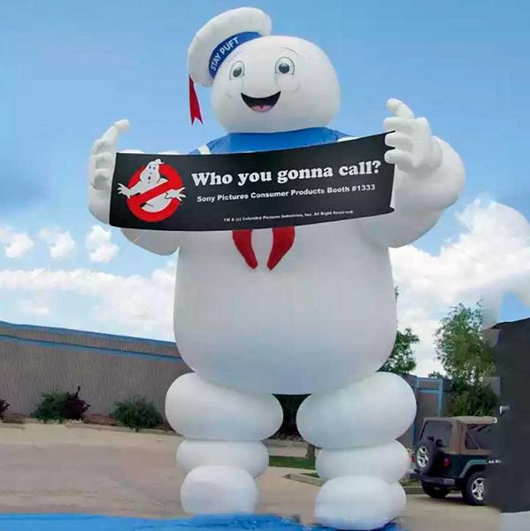 Image of wholesale Bespoke giant inflatable ghostbuster stay puft Marshmallow Man with advertising banner led lights for Halloween decoration