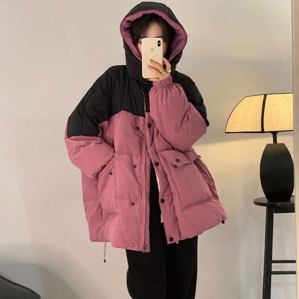 winter style down jacket womens mid length hooded thick loose korean oversized white duck, Black
winter style down jacket womens mid length hooded thick loose korean oversized white duck, Black