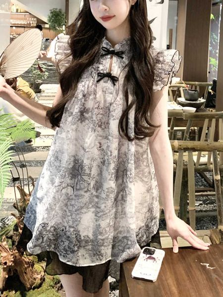 summer print sweet kawaii dres chiffon vintage elegant party mini dresses female bow korean style casual dress new 230808, White;black
summer print sweet kawaii dres chiffon vintage elegant party mini dresses female bow korean style casual dress new 230808, White;black