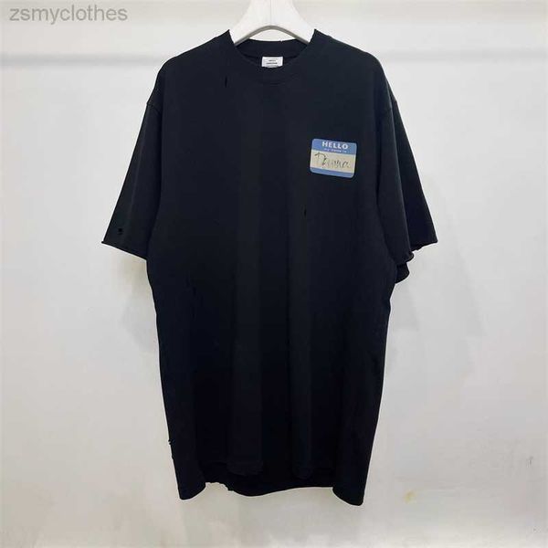 men's t-shirts good quality 2023ss vetements designer signature washed ripped hole fashion t-shirt men vetements women oversized vintag, White;black
men's t-shirts good quality 2023ss vetements designer signature washed ripped hole fashion t-shirt men vetements women oversized vintag, White;black