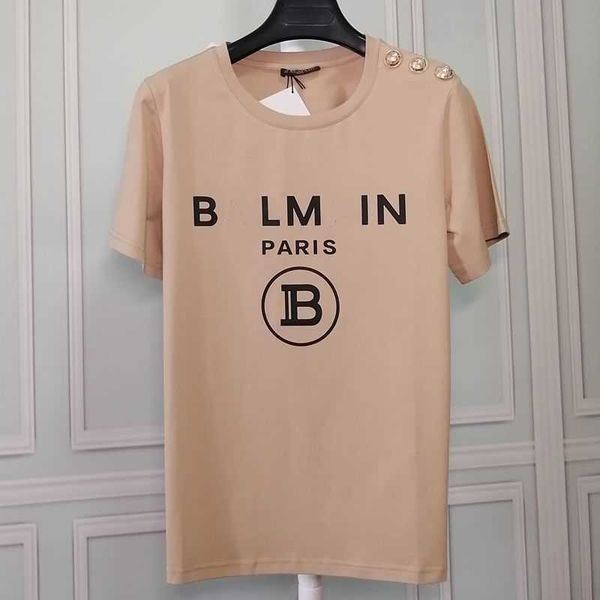 foiled letter print tee women's shoulder gold button balman round neck short sleeve designer t shirt, White
foiled letter print tee women's shoulder gold button balman round neck short sleeve designer t shirt, White