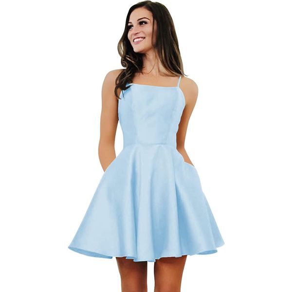 elegant short satin homecoming dresses with pockets a-line robes de soiree knee length spaghetti prom party dress for girls, Blue;pink
elegant short satin homecoming dresses with pockets a-line robes de soiree knee length spaghetti prom party dress for girls, Blue;pink