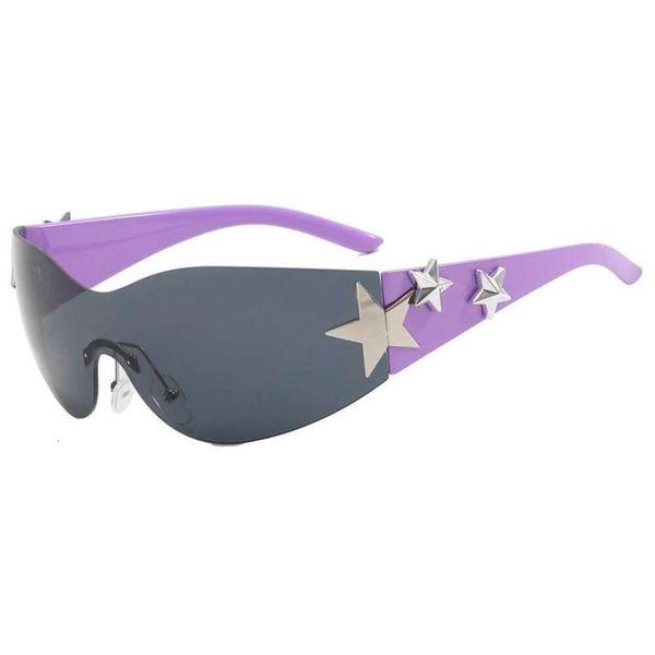 five pointed star sunglasses frameless siamese big framed hi hop street shooting style, White;black
five pointed star sunglasses frameless siamese big framed hi hop street shooting style, White;black