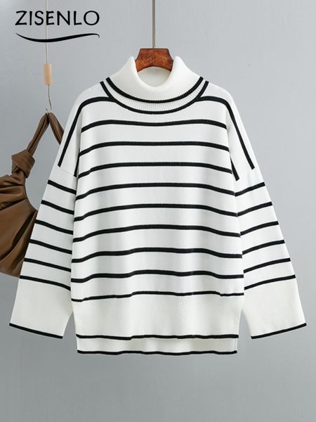 women s sweaters fashion women 2023 winter knitted collision striped turtleneck sweater loose casual pullover long sleeve 230829, White;black
women s sweaters fashion women 2023 winter knitted collision striped turtleneck sweater loose casual pullover long sleeve 230829, White;black