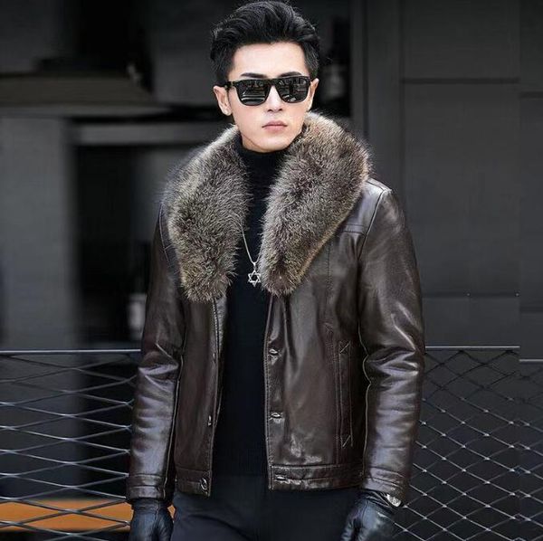 winter mens clothing coat sheepskin natural leather long sleeve casual slim fit casacas parka office business jacket, Black
winter mens clothing coat sheepskin natural leather long sleeve casual slim fit casacas parka office business jacket, Black