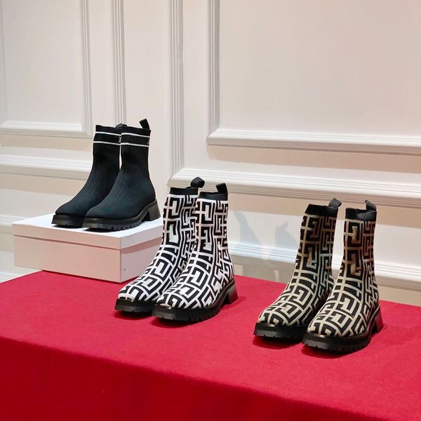 patterned block heel ankle boots block chunky heels leather sole round toe sock booties women's luxury designers fashion shoes factory, Black
patterned block heel ankle boots block chunky heels leather sole round toe sock booties women's luxury designers fashion shoes factory, Black