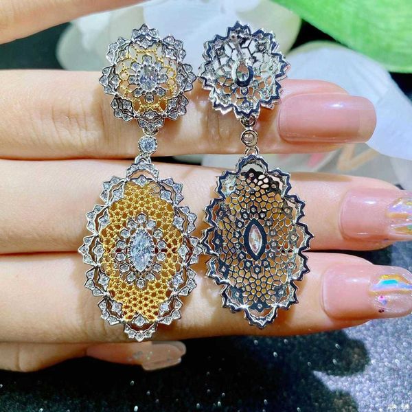

Designer Buccellati Earrings Luxury Top New Italian Crafts Palace Style Heavy Industry Lace Flower Two Color Electroplated Earrings fashion Accessories Jewelry