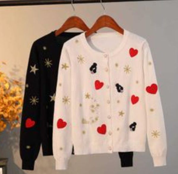 women's sweater cardigan stars crewneck jacket sweet age-reduction jacket temperament knitted sweater, White;black
women's sweater cardigan stars crewneck jacket sweet age-reduction jacket temperament knitted sweater, White;black