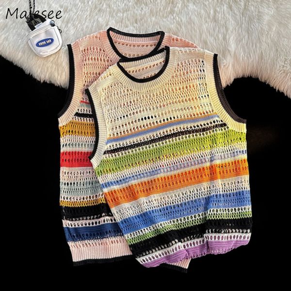 men's sweaters sweater vest men vintage panelled striped couple y2k clothes hollow out o-neck summer knit harajuku korean fashion high, White;black
men's sweaters sweater vest men vintage panelled striped couple y2k clothes hollow out o-neck summer knit harajuku korean fashion high, White;black