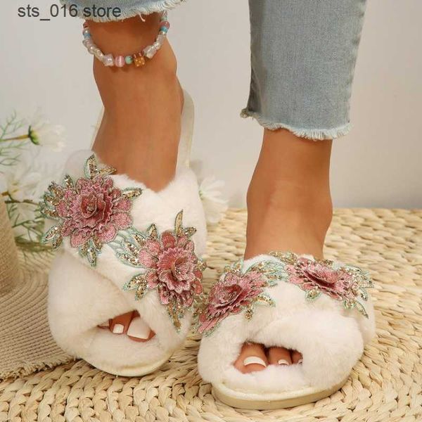 slippers new women floral decor house slippers winter fashion faux fur warm shoes woman slip on flats female slides home furry slippers t230, Black
slippers new women floral decor house slippers winter fashion faux fur warm shoes woman slip on flats female slides home furry slippers t230, Black