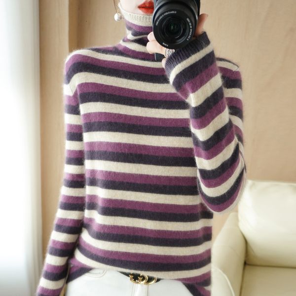 womens sweaters autumn winter women wool blend sweater pile collar color strip pullover fashion soft loose casual knit base 230828, White;black
womens sweaters autumn winter women wool blend sweater pile collar color strip pullover fashion soft loose casual knit base 230828, White;black