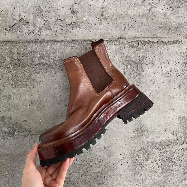 pure handmade women's boots frosted color horsehide chunky heel chelsea round toe martin boots half knuckle western biker boots quality, Black
pure handmade women's boots frosted color horsehide chunky heel chelsea round toe martin boots half knuckle western biker boots quality, Black