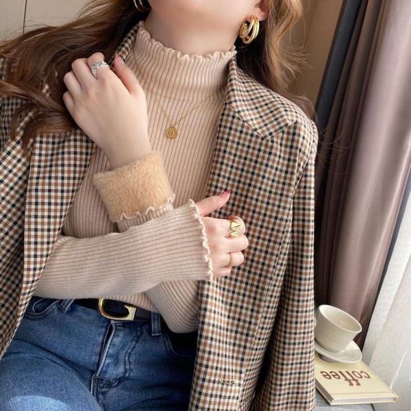 sweaters for women thick winter niche design plus velvet base shirt autumn and high end half turtleneck western, White;black
sweaters for women thick winter niche design plus velvet base shirt autumn and high end half turtleneck western, White;black