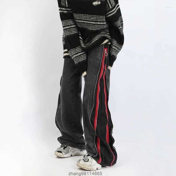 men's jeans harajuku hip hop zipper washed old loose men fashion casual punk oversized wide leg micro flared trousers streetwear, Blue
men's jeans harajuku hip hop zipper washed old loose men fashion casual punk oversized wide leg micro flared trousers streetwear, Blue