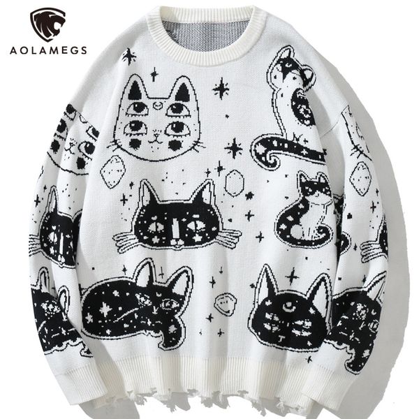 men's sweaters aolamegs men japanese retro cute cat oneck jumpers advanced college style fashion knitted loose casual streetwear 23082, White;black
men's sweaters aolamegs men japanese retro cute cat oneck jumpers advanced college style fashion knitted loose casual streetwear 23082, White;black