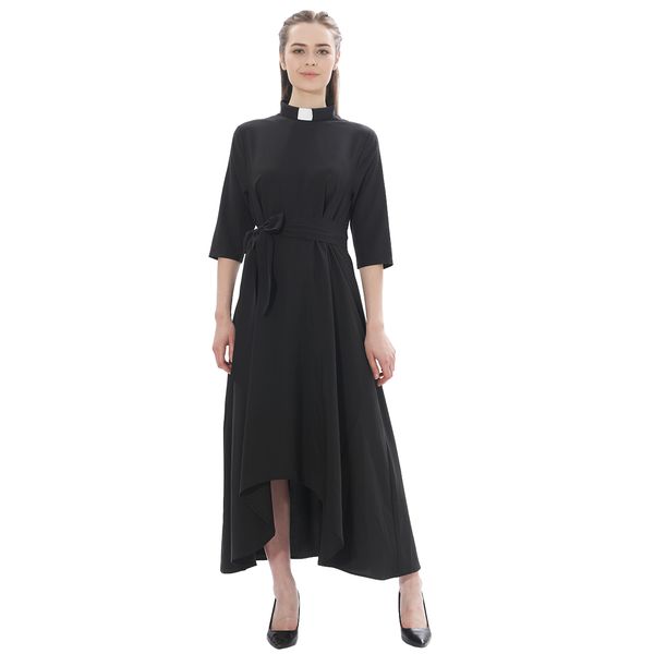 clergy dress uniform for women black white maxi chemise church tab collar minister priest costume, White;black
clergy dress uniform for women black white maxi chemise church tab collar minister priest costume, White;black
