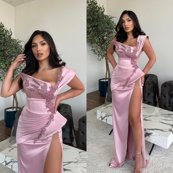 beaded one shoulder prom dresses mermaid satin high side split formal evening gowns woman bridal party dress robe de soiree, Black
beaded one shoulder prom dresses mermaid satin high side split formal evening gowns woman bridal party dress robe de soiree, Black