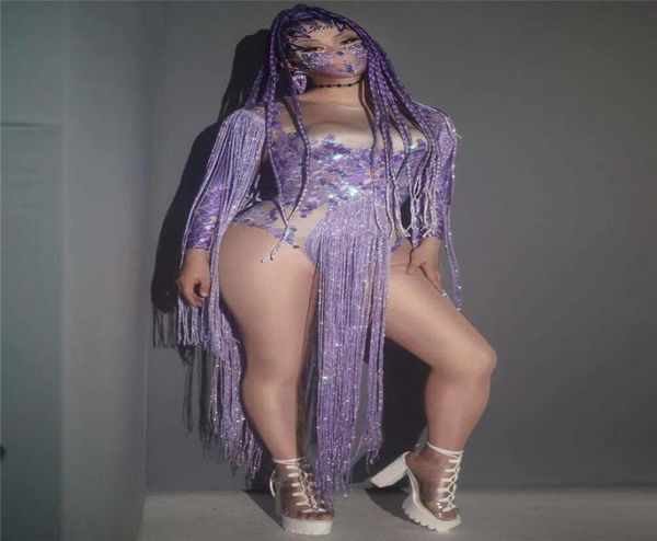 bar nightclub dj singer dancer stage wear purple tassel crystal sequins bodysuit long sleeve leotard women team performance d6006899, Black;red
bar nightclub dj singer dancer stage wear purple tassel crystal sequins bodysuit long sleeve leotard women team performance d6006899, Black;red