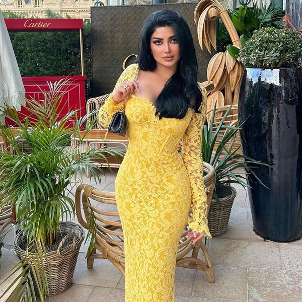 yellow full lace mermaid prom dresses sweetheart flare long sleeve evening gown floor length womens party dresses, Black
yellow full lace mermaid prom dresses sweetheart flare long sleeve evening gown floor length womens party dresses, Black