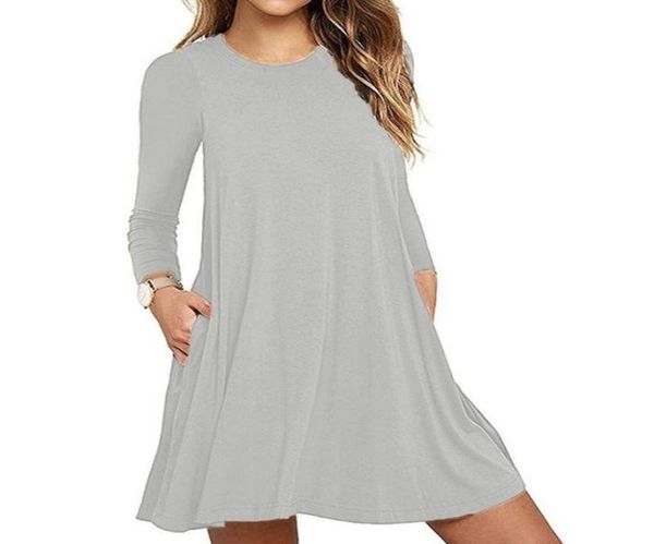 womens autumn long sleeve round neck plain tshirt dress solid color pleated swing casual loose pullover streetwear with pockets d2422502, Black;gray
womens autumn long sleeve round neck plain tshirt dress solid color pleated swing casual loose pullover streetwear with pockets d2422502, Black;gray