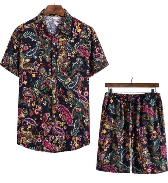 

men s tracksuits paisley sets short sleeve summer casual aloha shirt suit print hawaiian beach shorts set oversize streetwear 13 c4662103, Gray