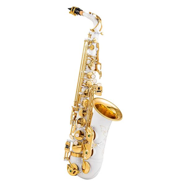 new white professional alto saxophone saxophone e-flat white paint gold keys engraved beautifully patterned jazz instrument
new white professional alto saxophone saxophone e-flat white paint gold keys engraved beautifully patterned jazz instrument