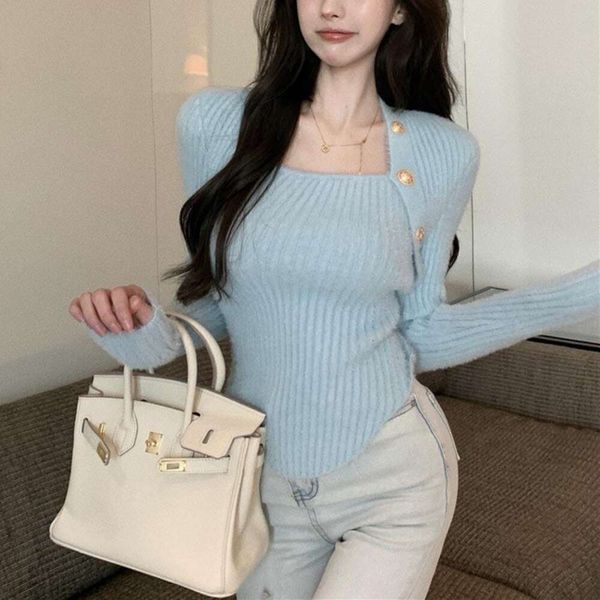 square neck chic fashion sweaters base shirt for womens underwear autumn and winter style niche sweater, White;black
square neck chic fashion sweaters base shirt for womens underwear autumn and winter style niche sweater, White;black