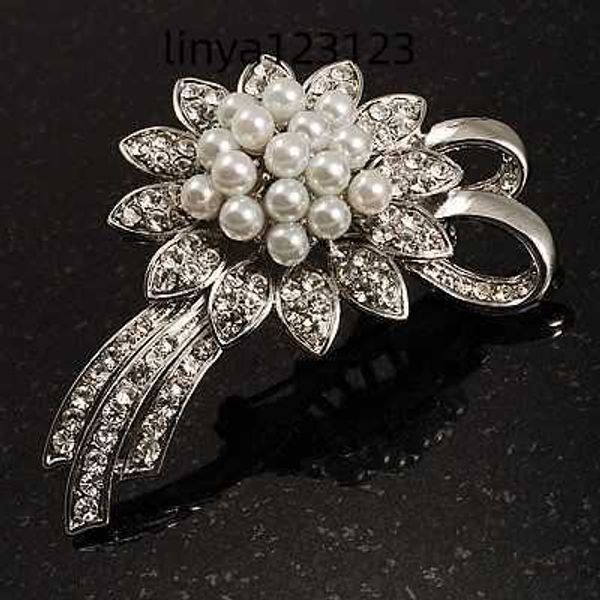 beautiful rhodium silver plated clear rhinetone crystal and ivory pearl flower bow brooch for wedding, Gray
beautiful rhodium silver plated clear rhinetone crystal and ivory pearl flower bow brooch for wedding, Gray