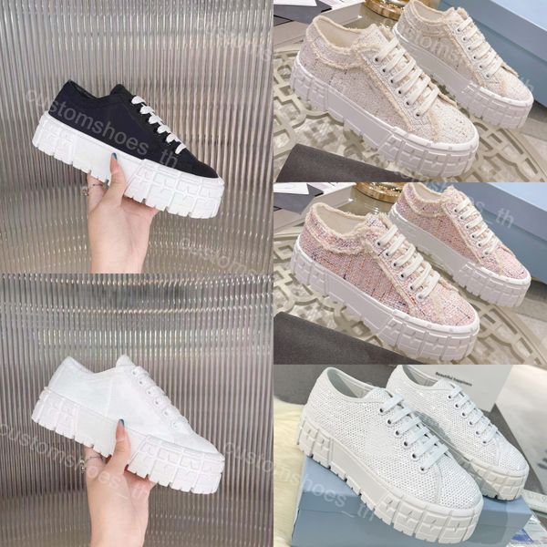 double wheel nylon gabardine sneakers women shoes flat rubber trainers chunky platform sneaker thick bottom low shoe outdoor with box, Black
double wheel nylon gabardine sneakers women shoes flat rubber trainers chunky platform sneaker thick bottom low shoe outdoor with box, Black
