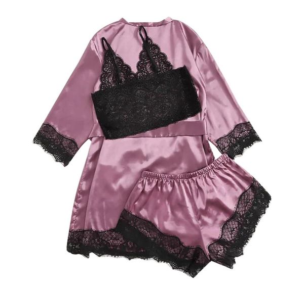 whole3pc women lace satin wireless bra camisole shorts pajamas sleepwear bow robe set outfit women erotic lenceria mujer4801853, Black;red
whole3pc women lace satin wireless bra camisole shorts pajamas sleepwear bow robe set outfit women erotic lenceria mujer4801853, Black;red