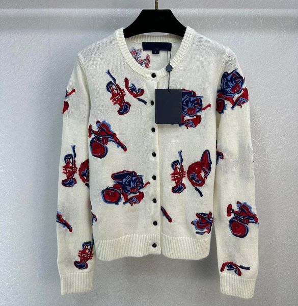 women's sweater european fashion brand white embroidered knitted cardigan, White;black
women's sweater european fashion brand white embroidered knitted cardigan, White;black